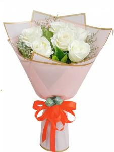 Glowing White Rose Bouquet